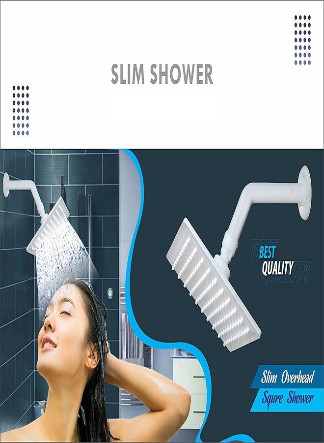 MHS PVC SQUARE OVER HEAD SHOWER WITH SHOWER ARM AND WALL FLANGE WHITE (2) - Image 4